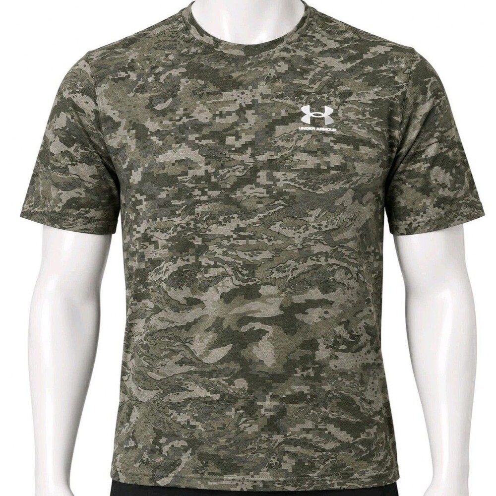 Mens Under Armour HeatGear Camo Camouflage Short Sleeve T Shirt XL Green